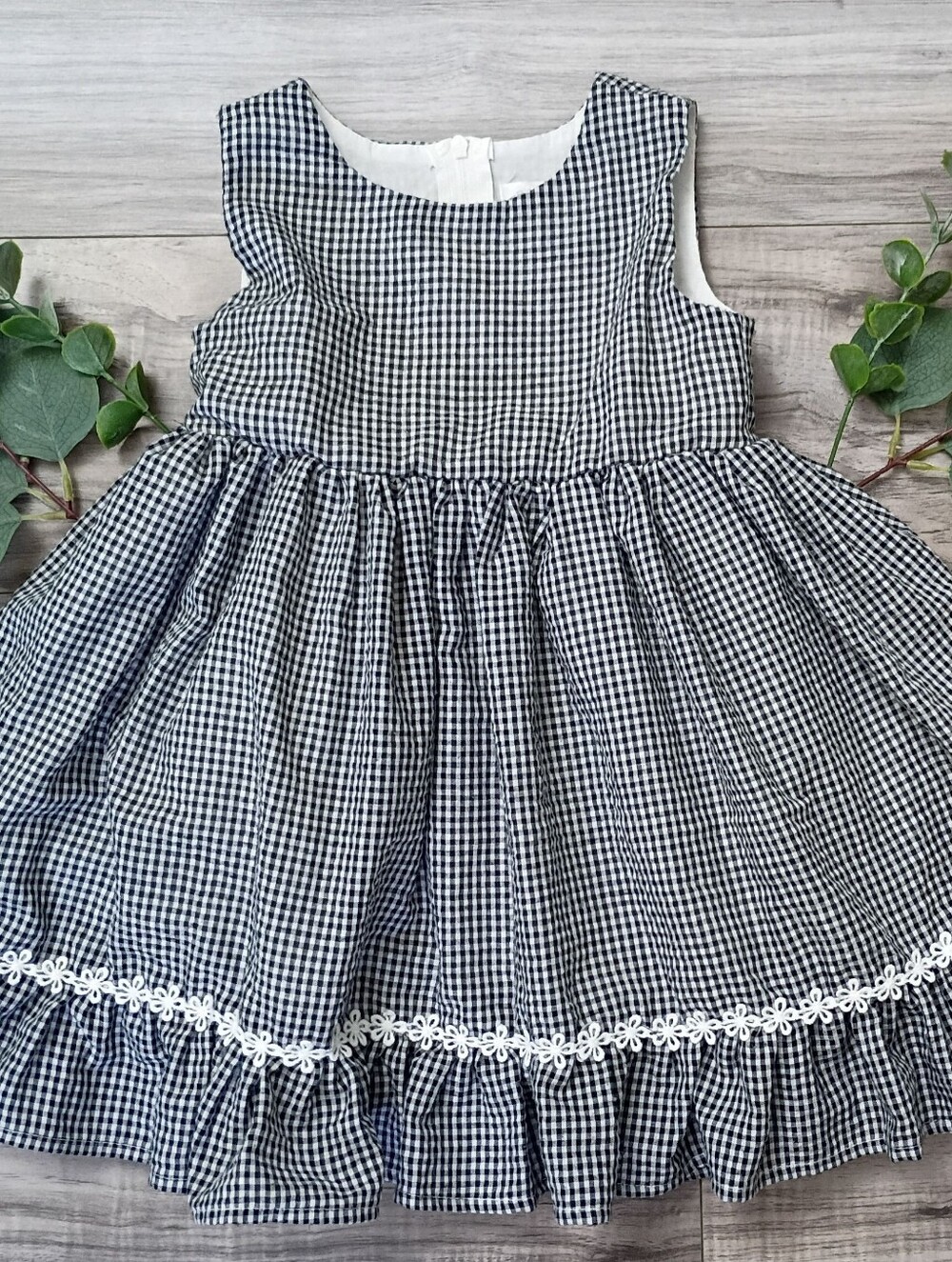 Popatu Black and White Gingham Ruffle Dress